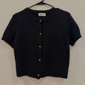 H&M Black Knit Top with Gold Buttons